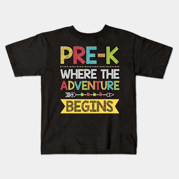 Pre-K Where The Adventure Begins Kids T-Shirt by BaderAbuAlsoud